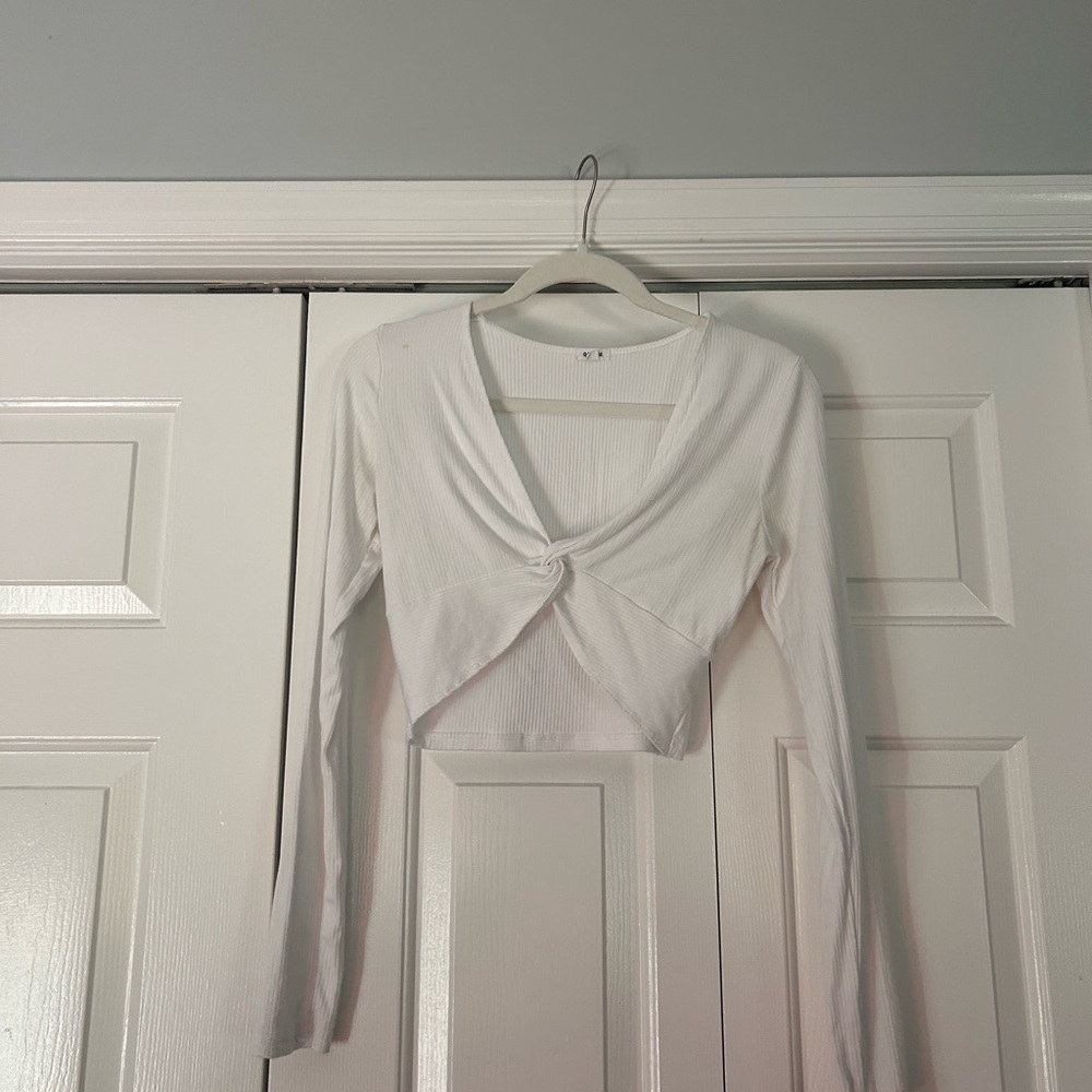 Garage White Twist Front Long Sleeve